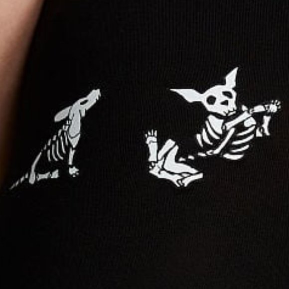 VS L HALLOWEEN PINK Cotton Boyshort Panty Skeleton Dogs Pups Animals NWT - Picture 6 of 9
